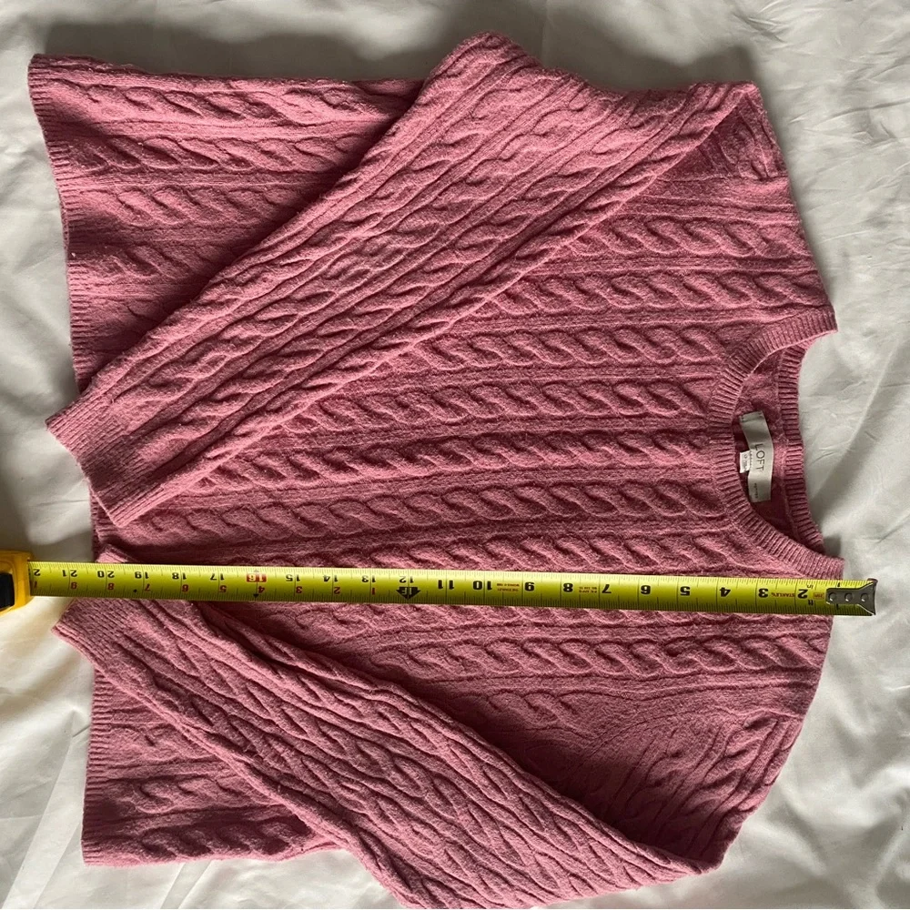 LOFT Petite Pink Cable Knit Sweater - Picture 5 of 7